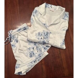 Le Rose Women's Mileva Bleu De Fleur Printed PJ Set  Size XS